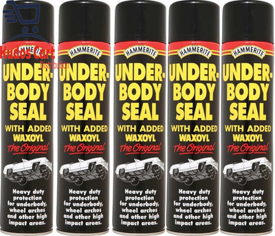 Hammerite Black Underbody Seal Aerosol Set of 5 with Waxoyl 600Ml Car Vehicle 