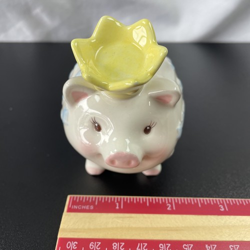 MUD PIE BABY KLEINES SCHWEIN PRINZ MÜNZBANK blau weiß rosa mit gelber Krone! - Bild 14 von 16