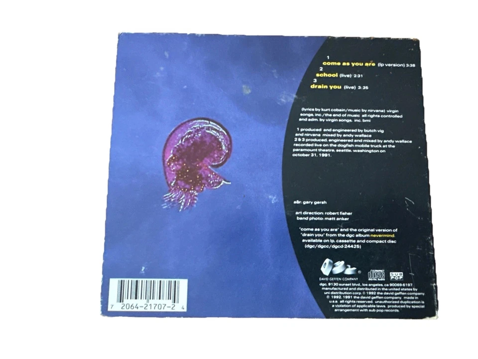 Nirvana – Come As You Are/ CD single with 2 live tracks/ 1992 GED21715, Foto 3 de 4