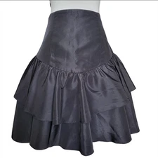 Gunne Sax Jessica McClintock Vintage Black Tiered Ruffle Tulle Mini Skirt Sz 11