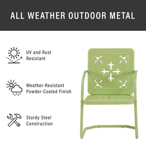 Crosley Furniture Azalea 5Pc Round Retro Outdoor Dining Set in Key Lime/White - Picture 7 of 10