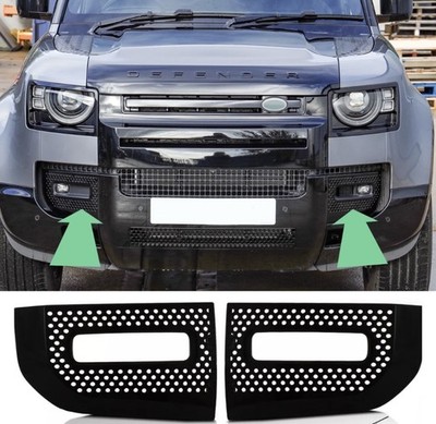 2x Glanz Schwarz Nebeleinfassung für Land Rover Defender L663 Stoßstange vorne 