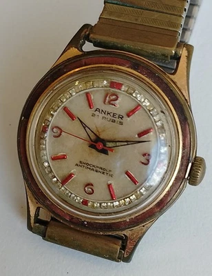Anker 21 Rubis Uhr Shockproofi Antimagnetik Gold Plated Exudor DBP DBGM WR P19 - Bild 1 von 4