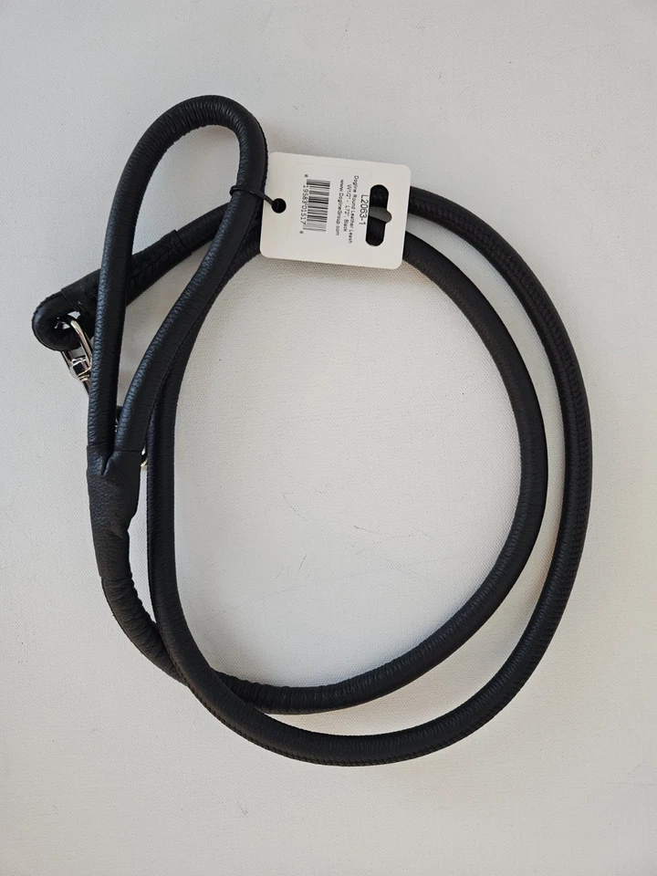 Dogline круглый кожаный поводок черный L72» W1/2» новый с ярлыком стиль L2063-1 - Изображение 3 из 3