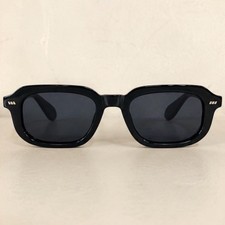 Men’s Black Rectangle Sunglasses UV400 Retro Square Thick Frame Fashion Shades