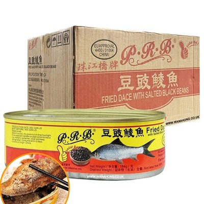 PRB Gebratener Dace Fisch mit gesalzenen schwarzen Bohnen 184g [24 Dosen] 珠江橋牌 豆豉鯪魚