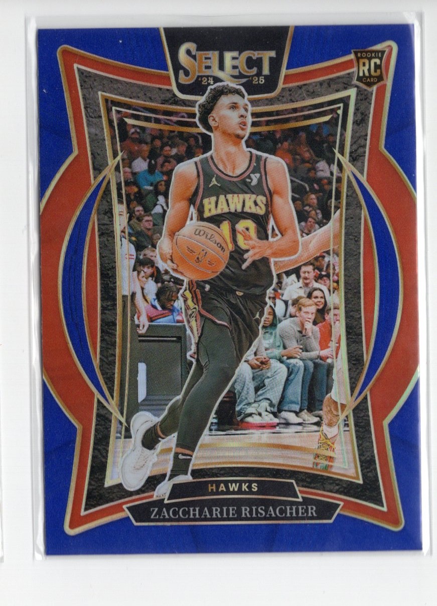 2024-25 Panini Select Concourse Zaccharie Risacher #86 Blue Prizm (RC)