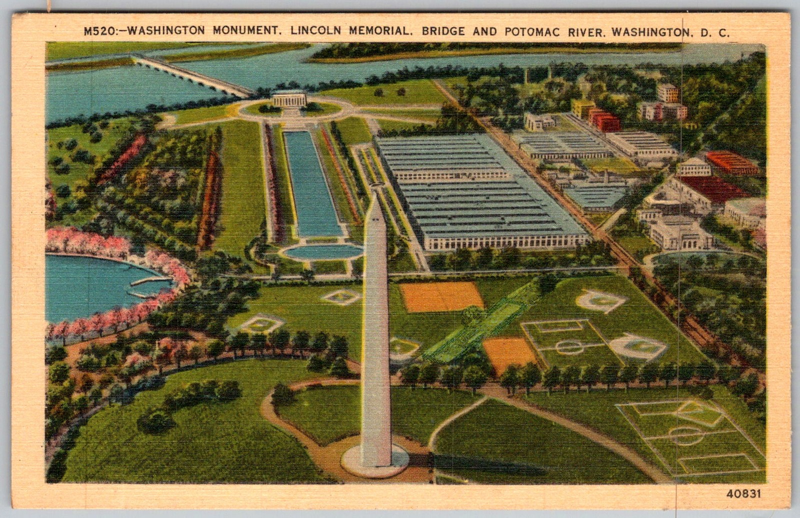 Vtg Linen Postcard Monument Lincoln Memorial Washington, DC 1940s