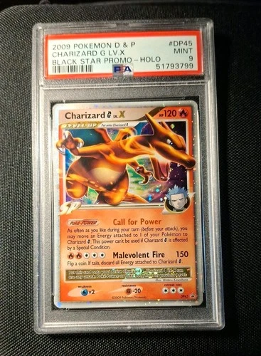 2009 POKEMON DIAMOND & PEARL BLACK STAR PROMO HOLO #DP45 CHARIZARD G LV.X PSA 9