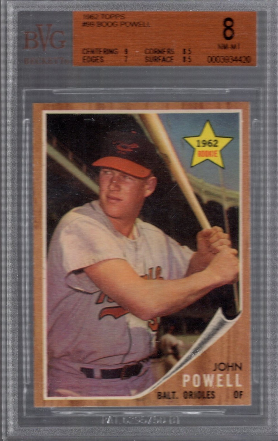 1962 Topps #99 JOHN "BOOG" POWELL BVG 8 NM/MT  Baltimore ORIOLES   Centered!