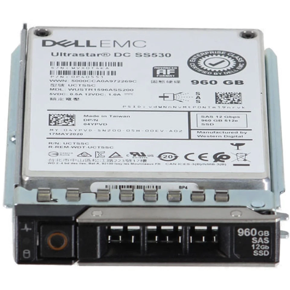 Dell EMC 4YPVD 04YPVD 960GB 12Gbps SAS RI TLC 2.5'' 512e DC SSD 14/15/16G KIT - Image 2 of 4