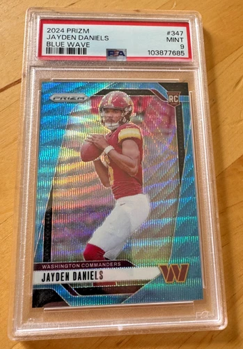 2024 Prizm #347 Jayden Daniels Rookie RC BLUE WAVE  RC PSA 9 /230  Commanders