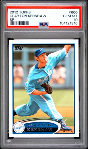 2012 TOPPS SP #600 CLAYTON KERSHAW PSA 10