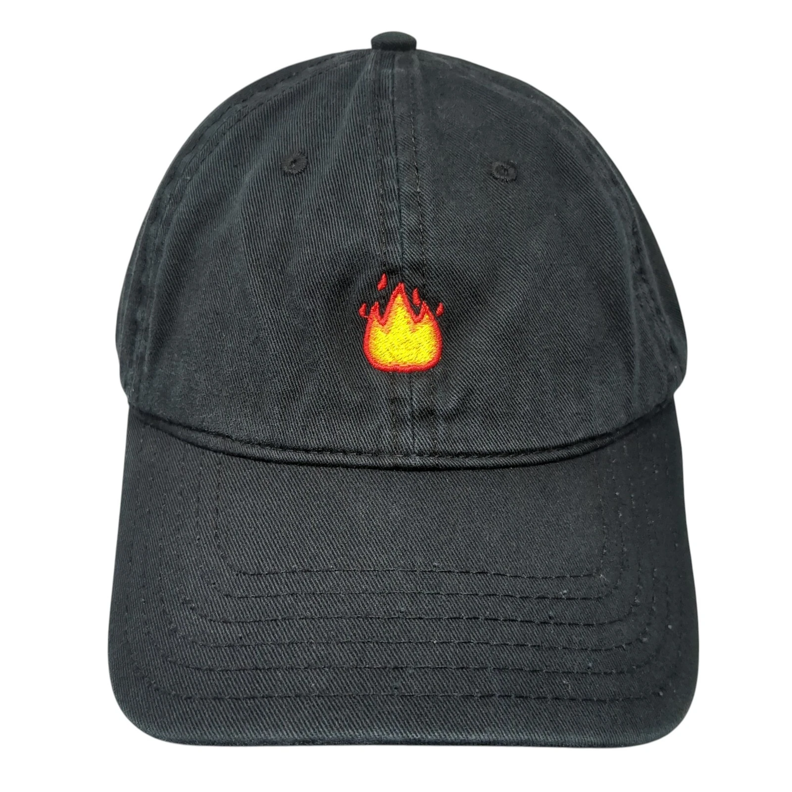 Little Flame Slideback Baseball Cap Black One Size Adjustable Embroidered Otto