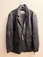 Calvin Klein Genuine Leather Men  s Jacket - Black - Size L. Retail 625