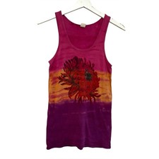 Lucky Brand L tank top flower graphic tie dye vintage Y2K made in USA boho indie