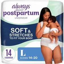 Always Discreet Women's Postpartum Incontinence Underwear, L, 14 ct - FAST SHIP