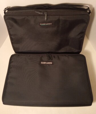Lot of 2 Case Logic Cassette Carrying Bag w/Strap, Each Hold 30 Tapes, Black Vtg