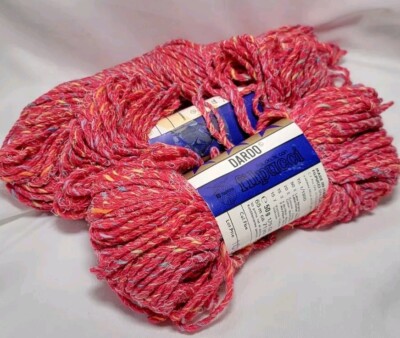 Vtg Filpucci Dardo Italian Yarn Lot 3 Skein Color 9 Hot Pink Rainbow Wool Blend 