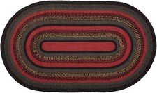 Red Black Oval Braided Rug Eco-Friendly Country Style Non-Slip Cumberland
