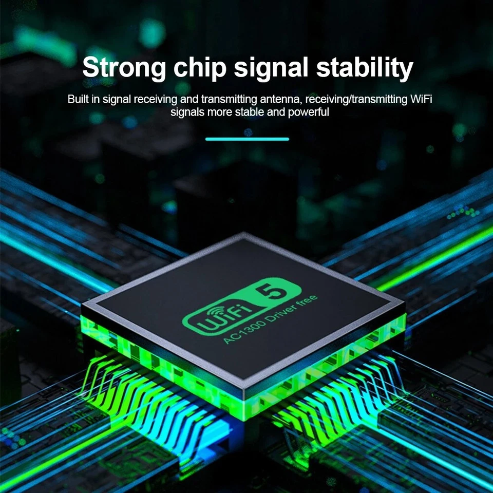 High Speed USB 3.0 Wireless WiFi Adapter 1300Mbps Dual Band Long Range Dongle - Image 4 of 4