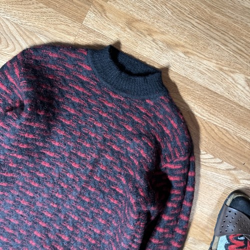 Tumi Sweater Women’s Large Black Red Fair Isle Alpaca Crew Neck Pullover Retro - Picture 4 of 6