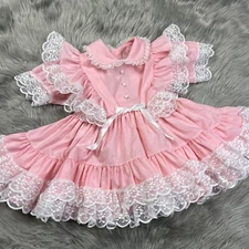 Vintage Mini World Toddler Girls Lace Ruffle Frilly Dress