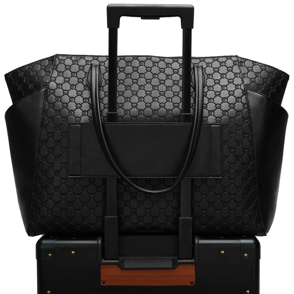 ELLE Compass 32L Vegan Leather Monogram Weekender Tote Bag - Image 4 of 4