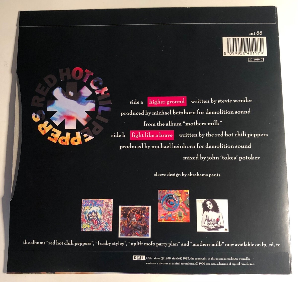 Red Hot Chili Peppers / Higher Ground / 1989 EMI UK 45 & PS