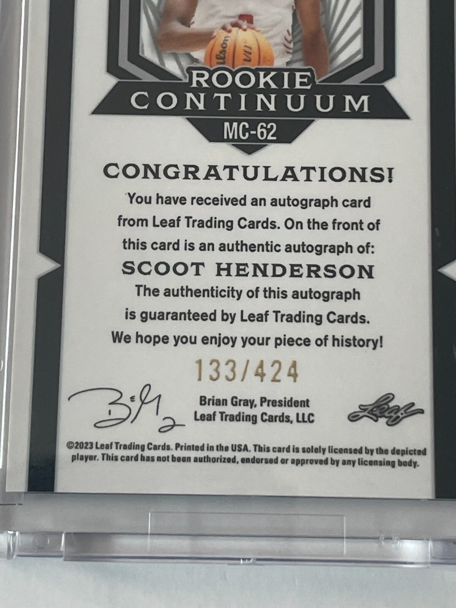 2023 スクート・ヘンダーソン　leaf 直筆サインカード 2023 Leaf Rookie Continuum SCOOT HENDERSON Autograph AUTO