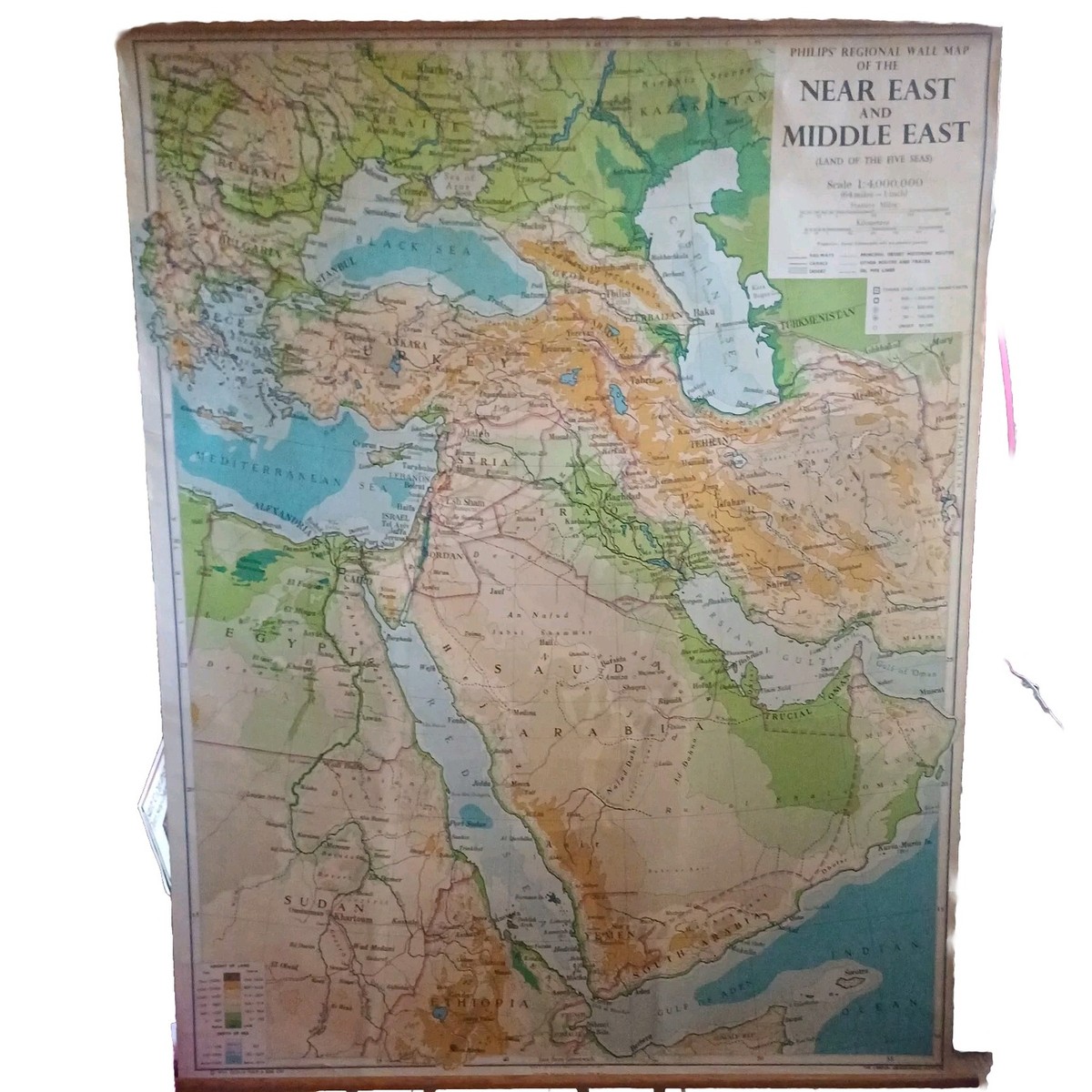 Philips' Regional wall map of the Near east and Middle East USED