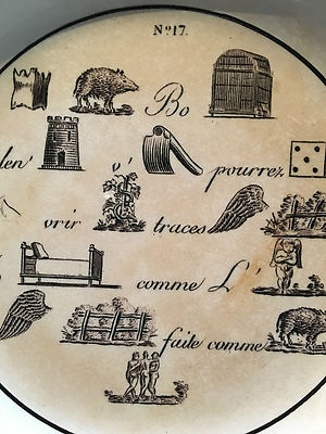 Creil Plate? Choisy? Rebus Early 19th Century Rare Number 17