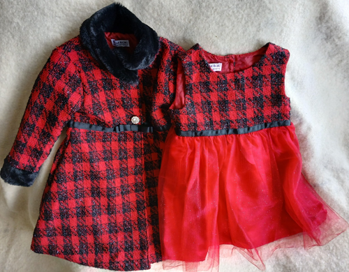 BLUEBERI BOULEVARD RED & BLACK PLAID COAT WITH DRESS-CHILD SIZE 4-NEW ...