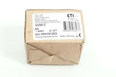 3x ETI Fuse Block NV00 C, 6A ~500V