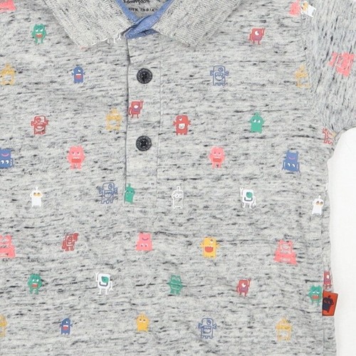 Primark Boys Grey Geometric Cotton Blend Basic Polo Size 3-6 Months Collared - Picture 10 of 12