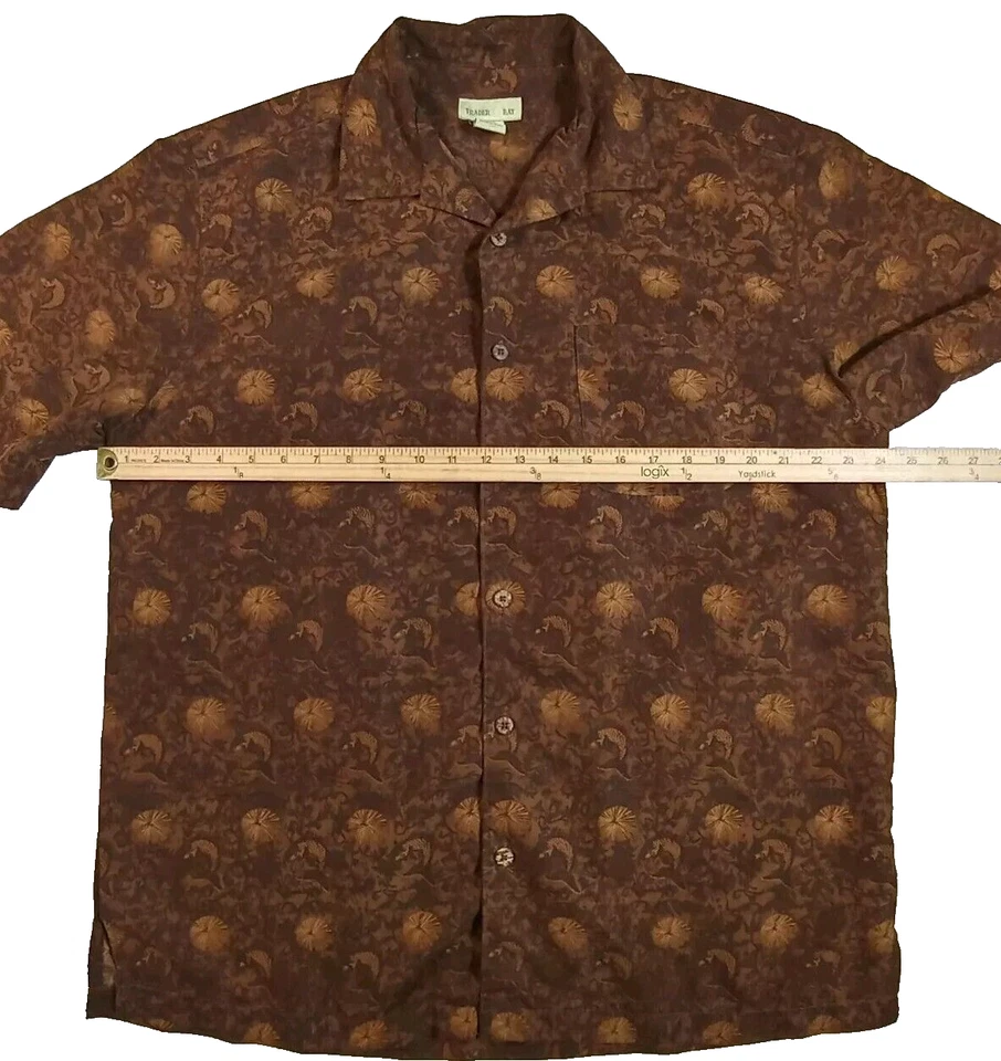 Trader Bay Printed Button Down Shirt Short Sleeve Mens Size XL Brown - Image 3 of 4