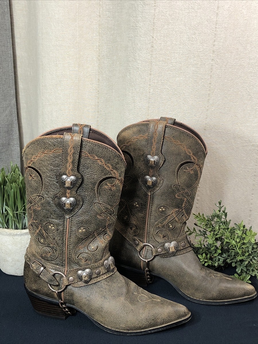 Durango Concho Boots Durango Womens Crush Heartbreaker Brown Boots