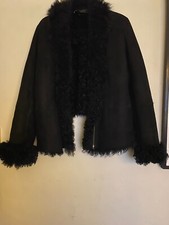 Jaeger Shearling Sheepskin Jacket, Black, Med, In Vgc