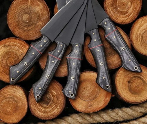 CUSTOM HANDMADE FORGED CARBON STEEL CHEF KNIFE KITCHEN KNIVES CHEF SET 5 PCS - Picture 4 of 4