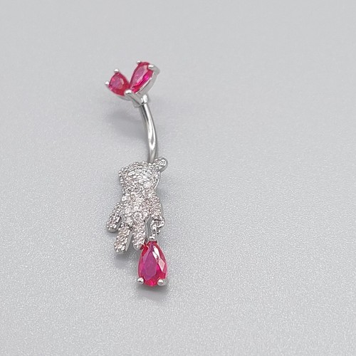 Belly Bars Button Piercing Bar Dangle Navel Body Jewellery Gem Ring Silver Gift - Picture 4 of 7