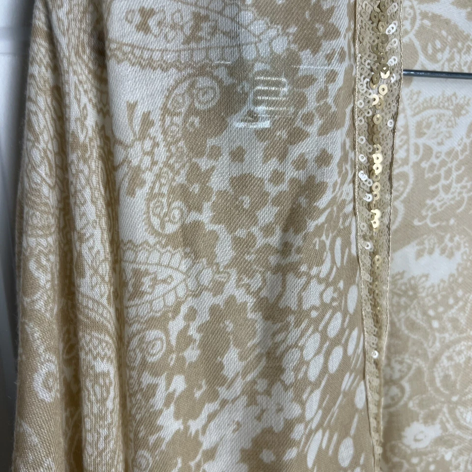 Chicos Capa Chal Blanco Bordado Forrado con Lentejuelas Foto 4 de 4