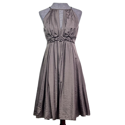 Party Wedding Cocktail Dress by Esley Silky Flowy Gathered Pewter New Years  Sml | eBay