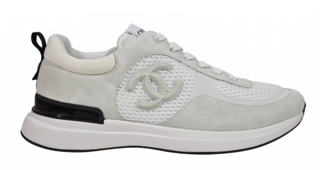 Chanel 22P Classic White Black Suede CC Lace Up Flat Runner