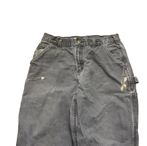 Carhartt B11 Gray Carpenter Pants Distress Duck Canvas Leather Patch 32x32 - Bild 7 von 11