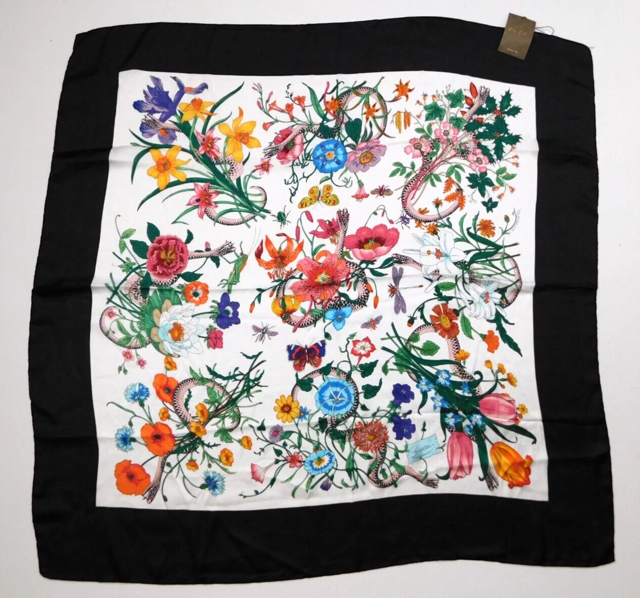 Foulard Gucci femme designer imprimé foulard foulard foulard foulard foulard 100 % soie NEUF