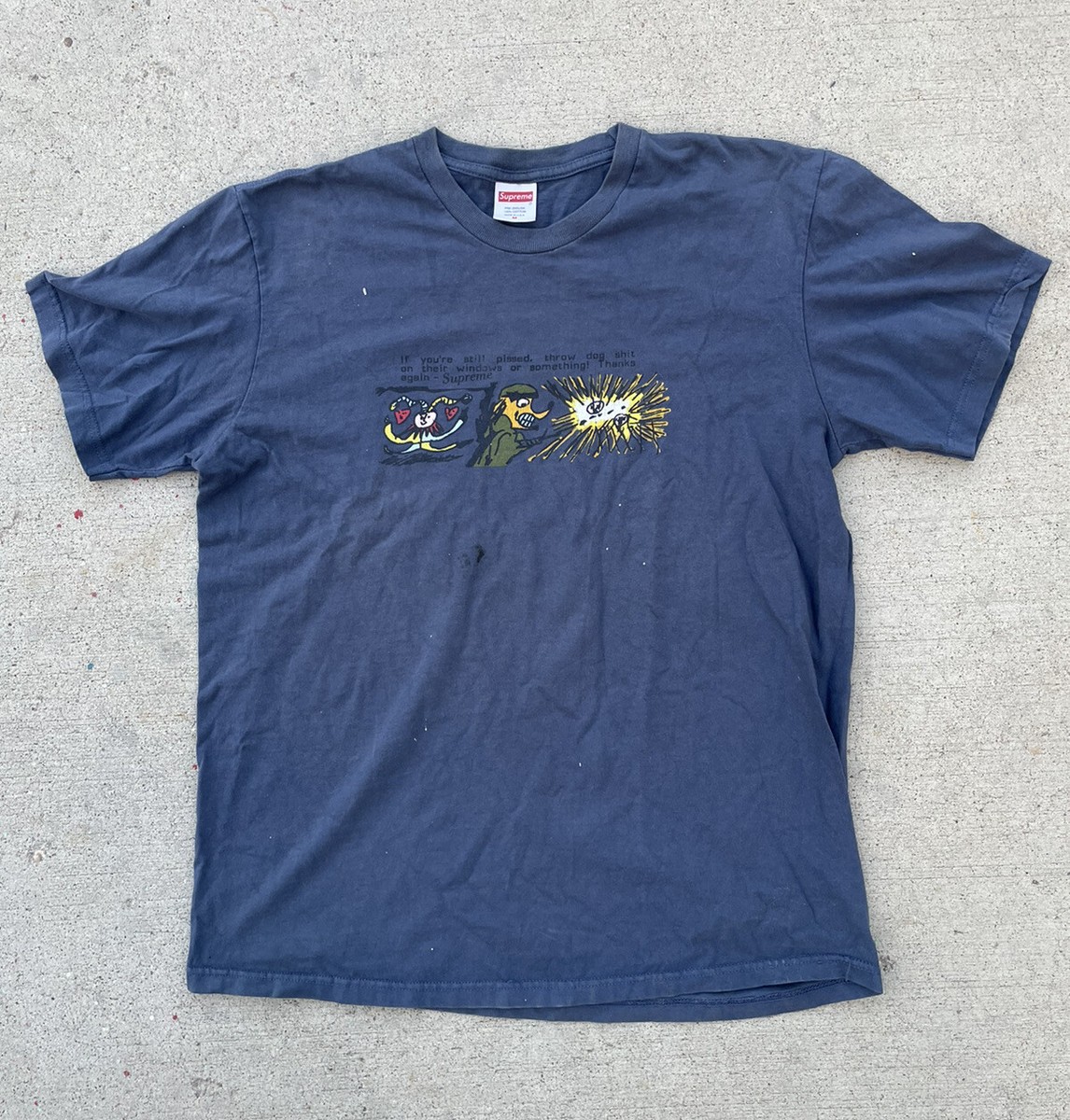 SUPREME Dog Shiz Tee Navy Spellout Logo Men's Size Medium | eBay
