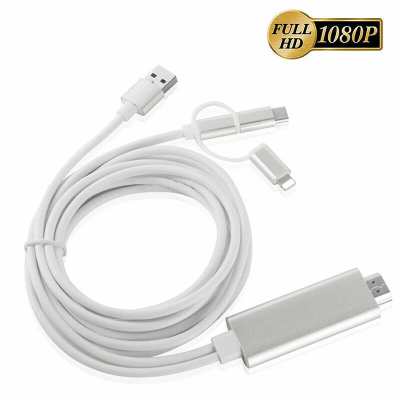 3in1 micro usb tipo c ad hdmi cavo adattatore convertitore telefono a tv hdtv 2m - Immagine 2 di 4