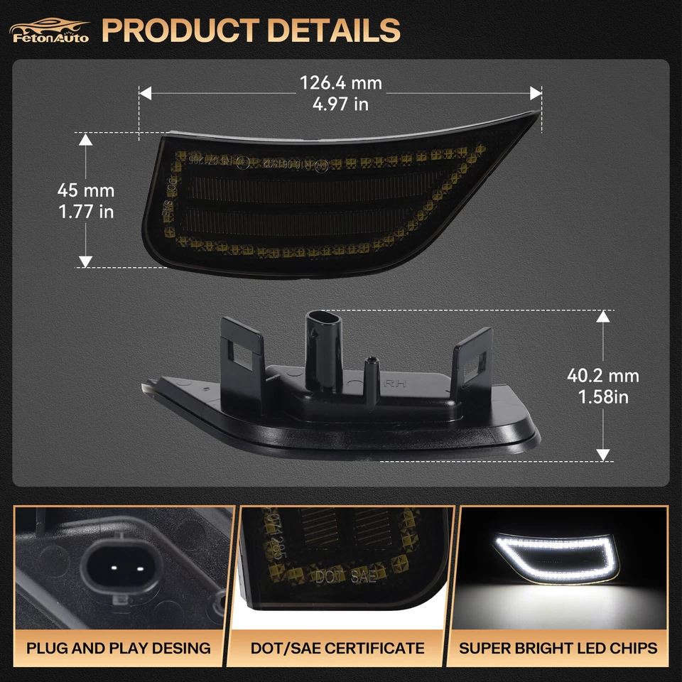 LED Side Marker Lights For Cadillac Escalade Chevy Suburban GMC Yukon 2021-2024 - Image 3 of 4