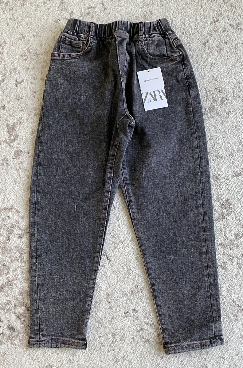 New zara boy girl black wash stretch carrot jogging pants jeans 9 years