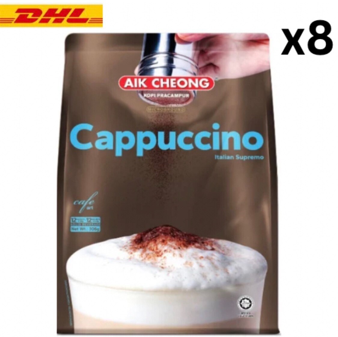 AIK CHEONG Cappuccino 3in1 Coffee with Chocolate Granules (12 AIK CHEONG Cappuccino 3in1 Coffee with Chocolate Granules (12